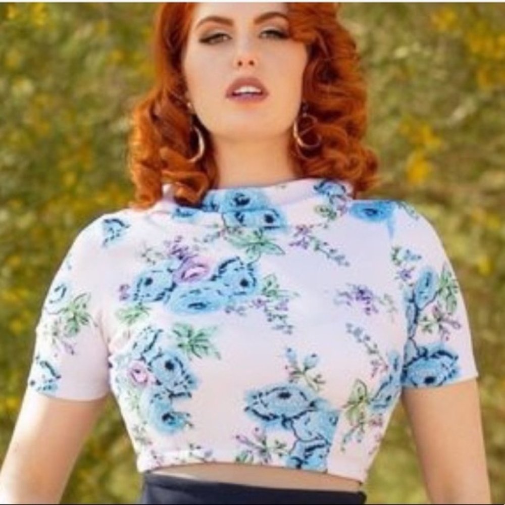 Joanie Pinup Couture floral crop top small